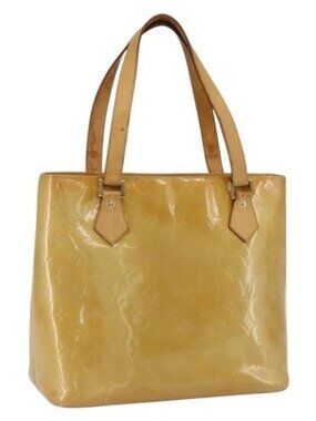 LOUIS VUITTON Monogram Vernis Houston Hand Bag Beige M91004 LV Auth 169339